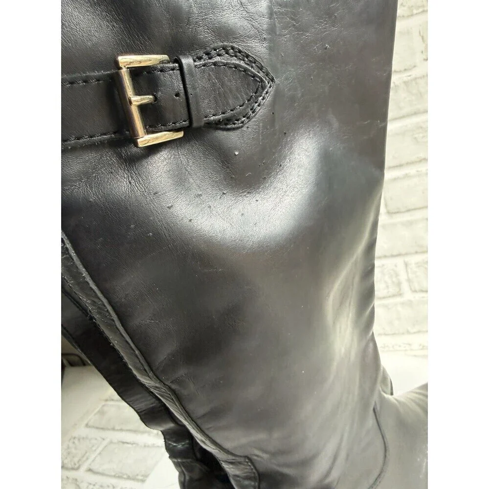 Tommy Hilfiger TWDEXTER Women’s Size 10 Black Leather Knee High Riding Boots